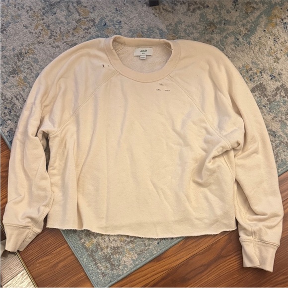 aerie Tops - Aerie cream sweatshirt with distressed detailing